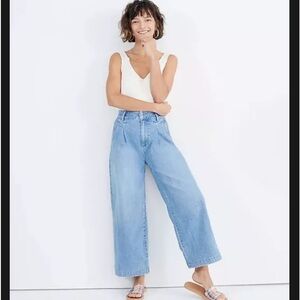 Madewell Jeans Womens 00 Blue Pleated Wide Leg Kinnon Wash L3931